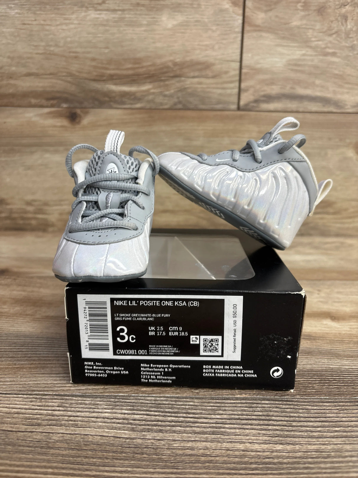 Nike Little Posite One Crib 'Light Solar Flare Heather' Sneakers sz 3c