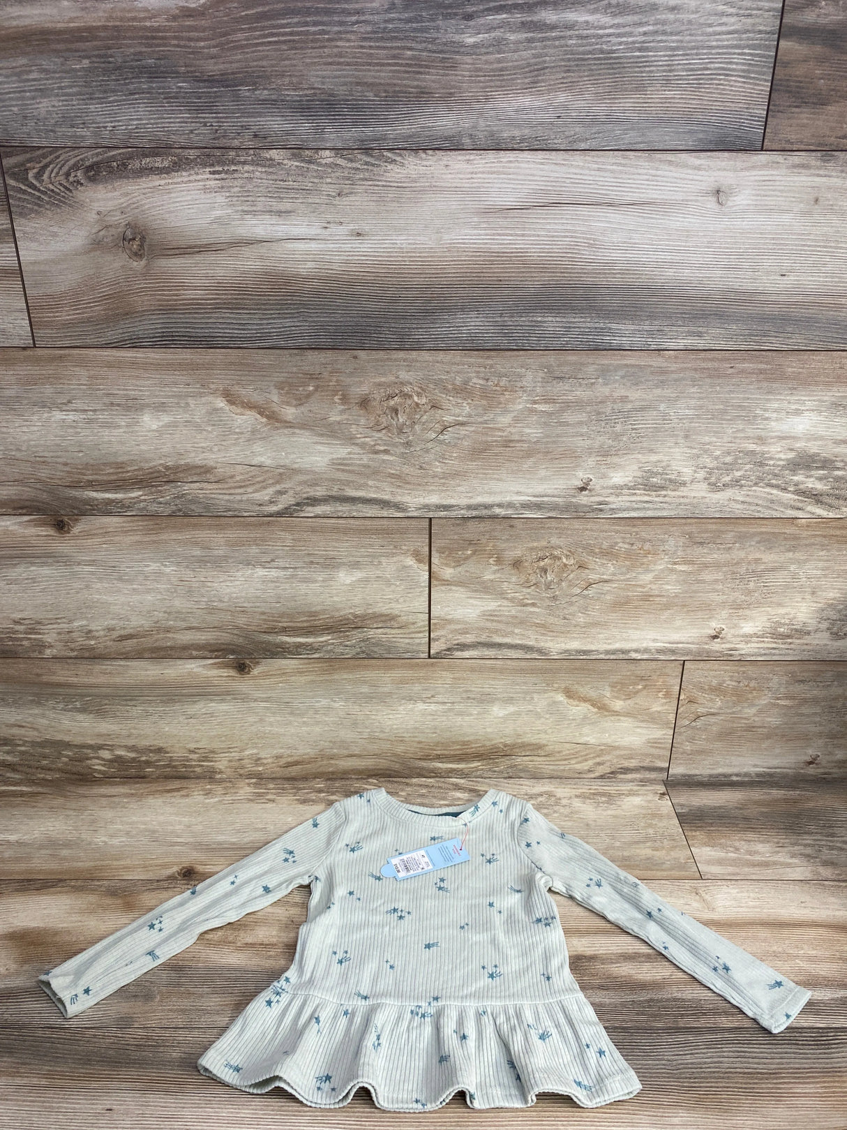 NEW Cat & Jack Ribbed Star Print Peplum Shirt Green sz 4T