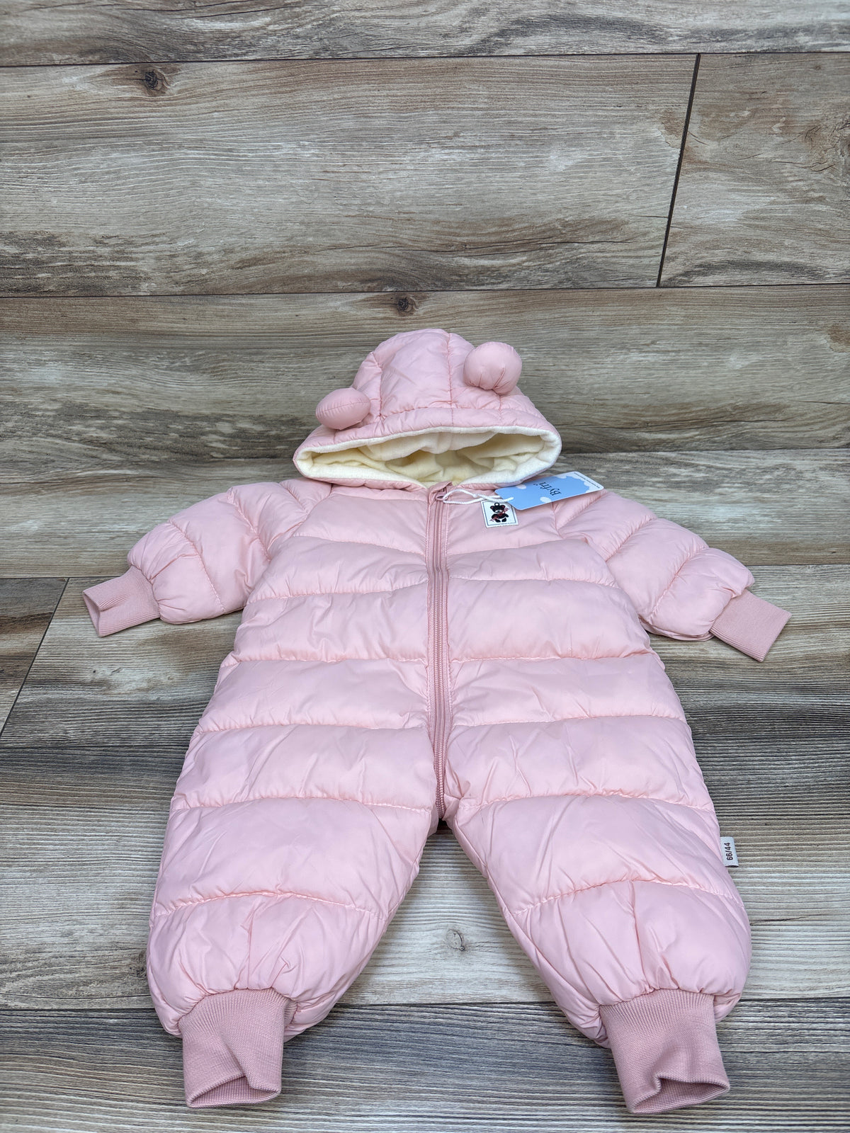 NEW Byfri Hooded Puffer Snowsuit Pink sz 0-6m