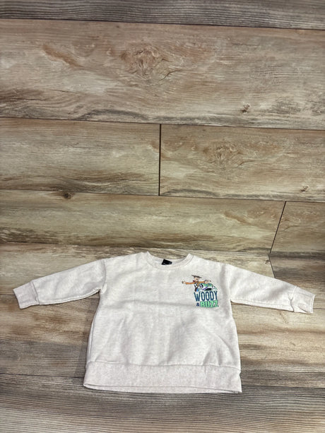 Beige Disney Pixar Toy Story pullover sweatshirt for toddlers featuring Woody and Buzz Lightyear