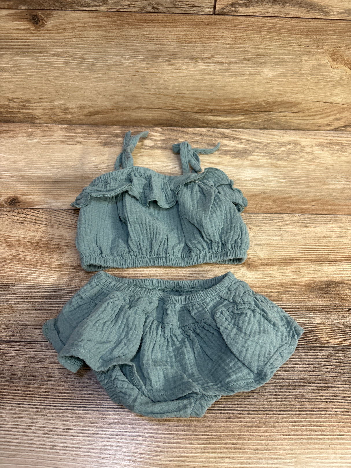 Grayson Mini 2pc Gauze Tank Top & Bloomers Set Green sz 3-6m