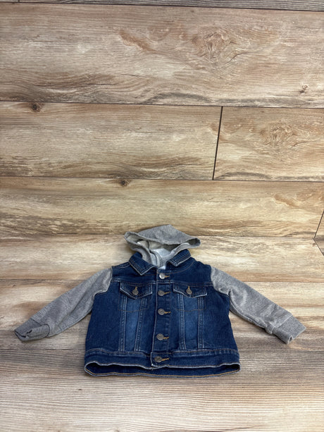 Okie Dokie Hooded Denim Jacket Grey/Blue sz 18m - Me n Mommy To Be