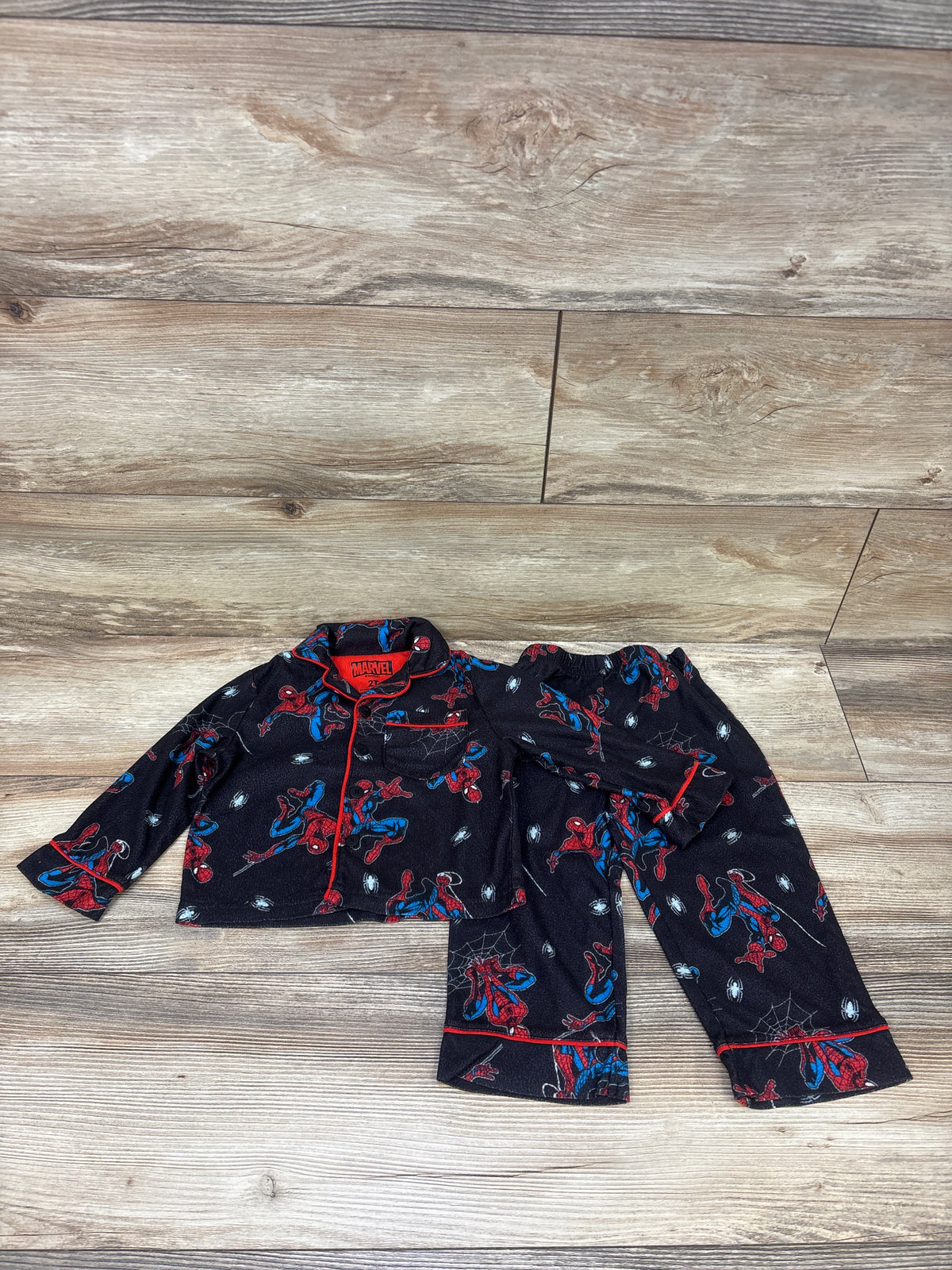 Marvel Spider-Man 2pc Coat Style Pajama Set Black sz 2T