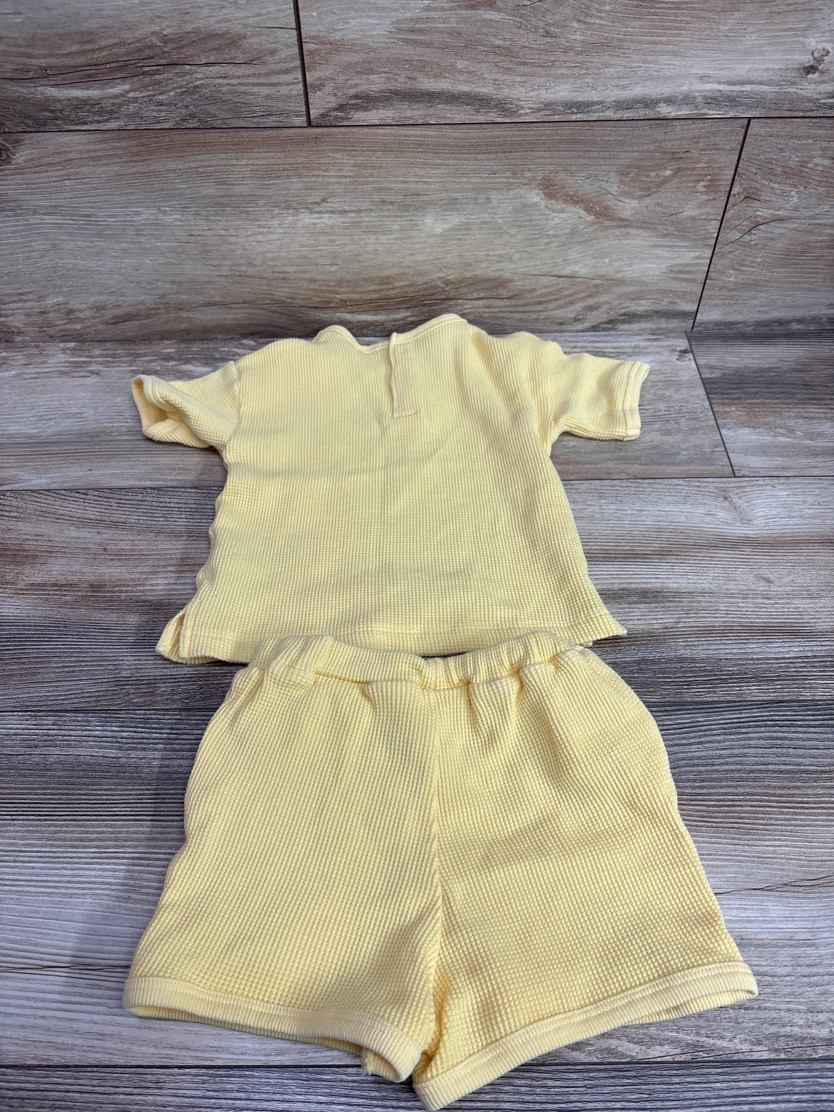 H&M 2pc Waffle Knit Shirt & Shorts Set Yellow sz 12m