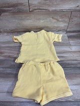H&M 2pc Waffle Knit Shirt & Shorts Set Yellow sz 12m