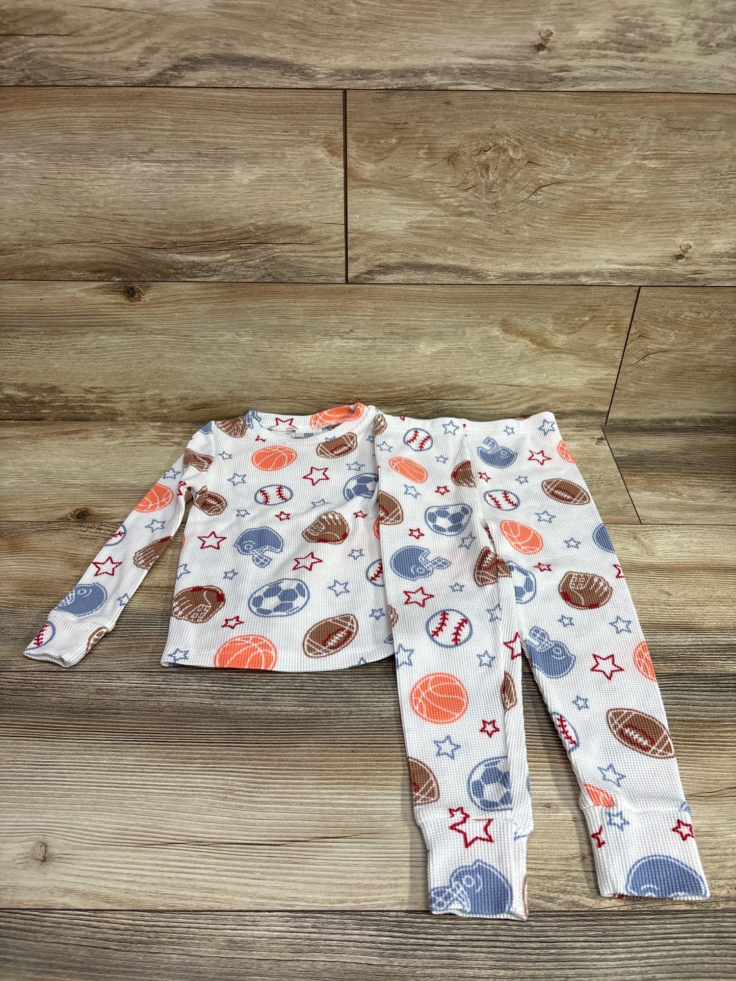 Saint Eve 2pc Waffle Knit Sports Pajama Set White sz 4T