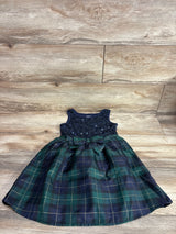 Children's Place Sleeveless Sequenced Plaid Dress Navy sz 5T
