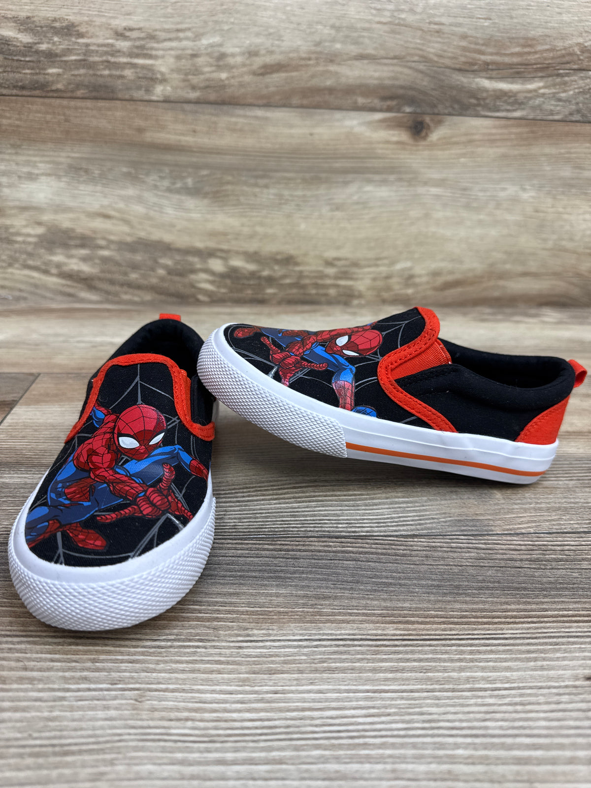 Marvel Web-Slinging Hero Spider-Man Slip-On Canvas Sneakers Black sz 11c