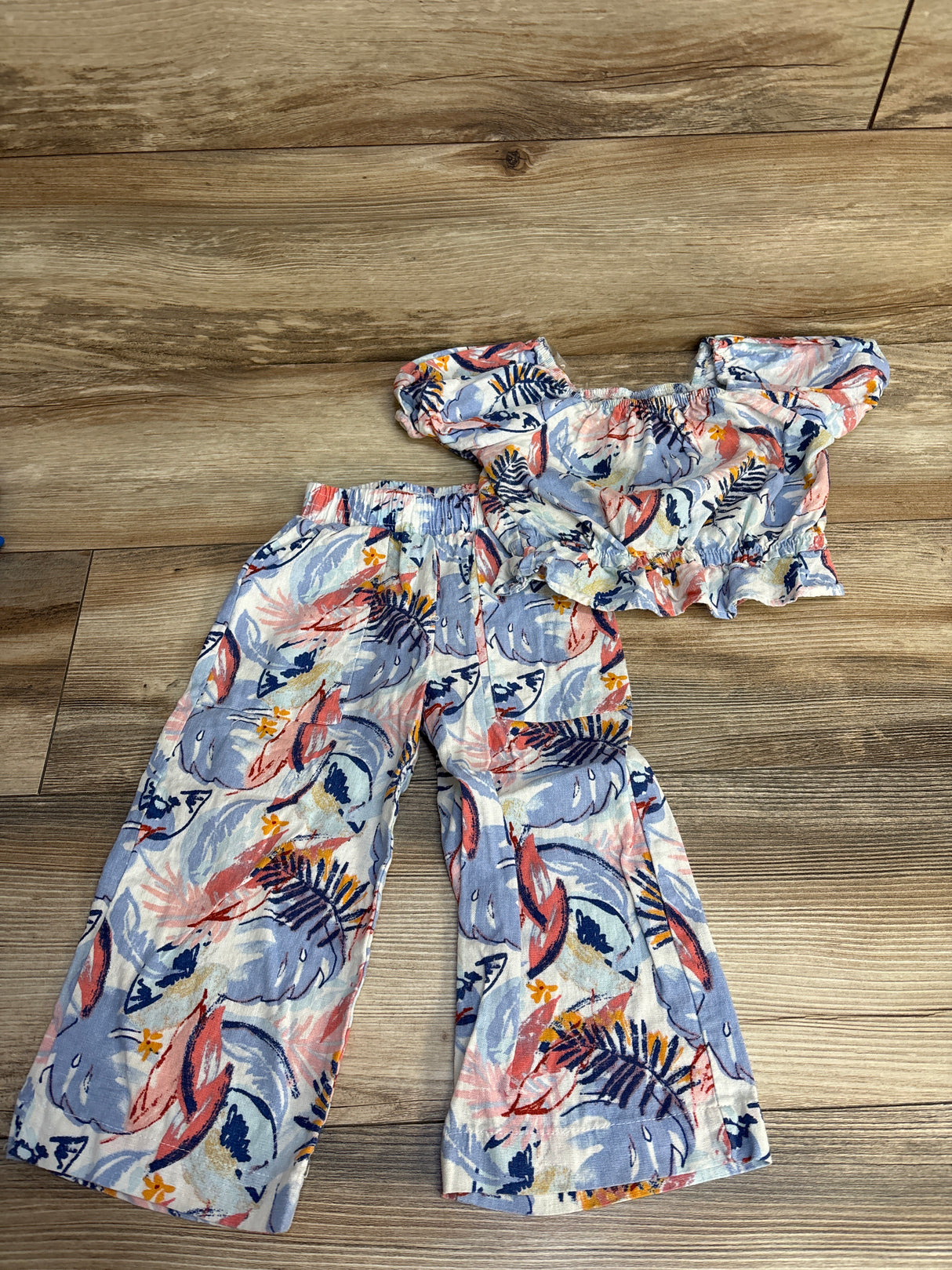 Vince Camuto 2pc Puff Sleeve Top & Pants Blue sz 2T