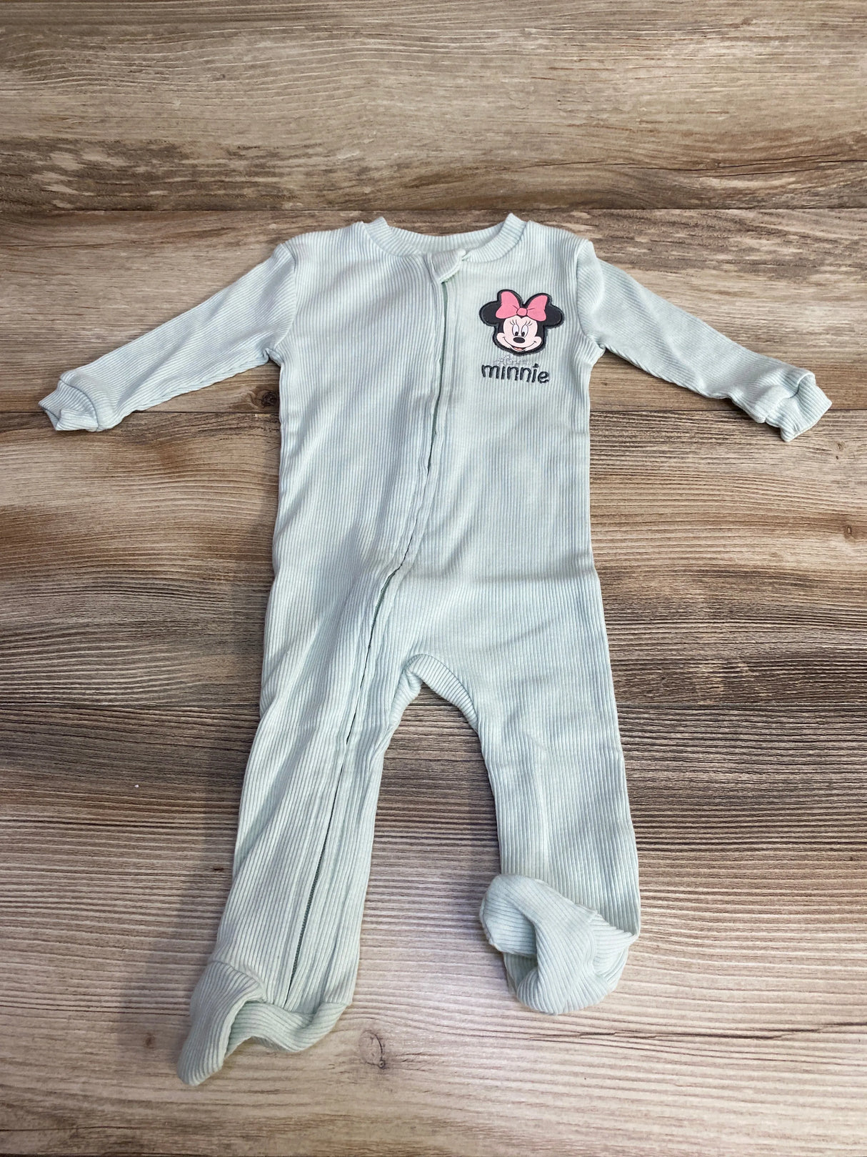 Disney Baby Minnie Mouse Ribbed Sleeper Green sz 0-3m