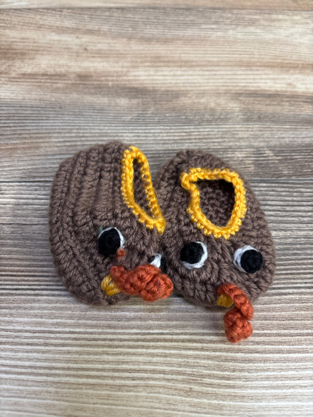 Handmade Crochet Turkey Booties Brown sz 1/2c