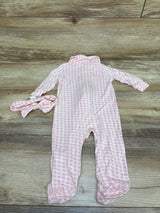 Milkberry 2pc Bamboo Collared Footie & Headband Set Pink sz 0-3m