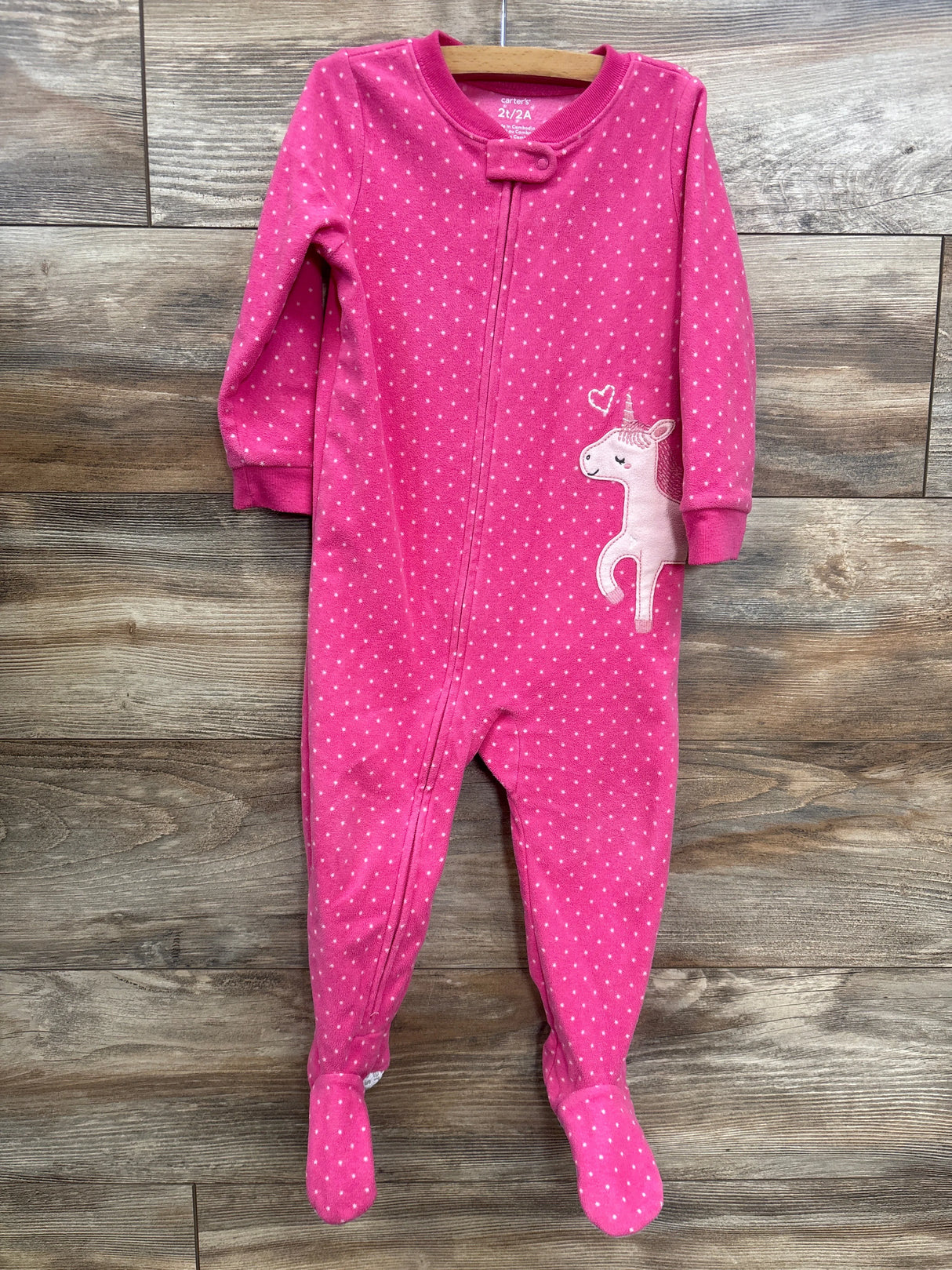 Carter's Polka Dot Unicorn Blanket Sleeper Pink sz 2T