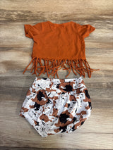 2pc Wild Babe Fringe Shirt & Bottoms Brown sz 6-9m - Me n Mommy To Be