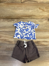 Carter's 2pc Henley Shirt & Shorts Set White sz Newborn