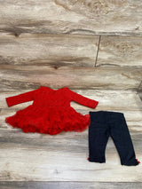 Nannette Baby 2pc Tutu Dress & Leggings Red sz 3-6m