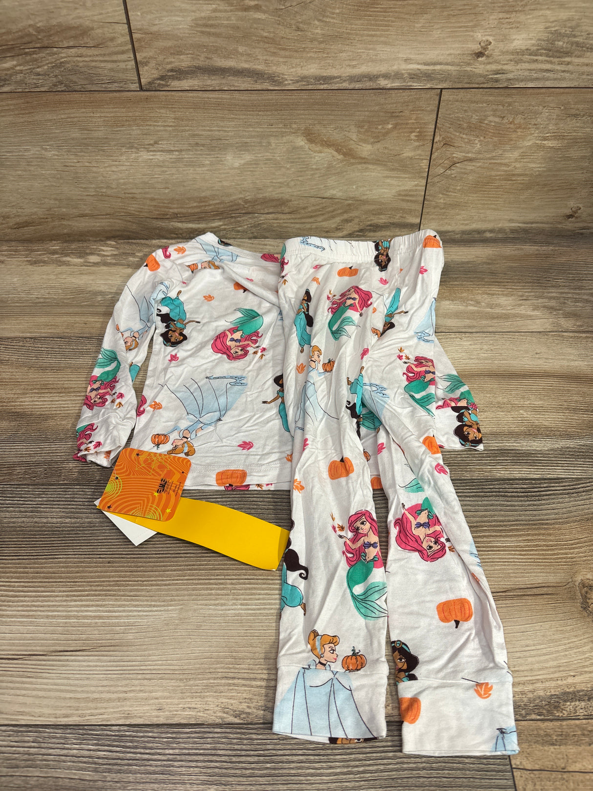 NEW Disney Princess 2pc Halloween Viscose Snug Fit Pajama Set White sz 4T