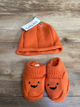 NEW Just One You Knitted Pumpkin Hat and Booties Set , One Size