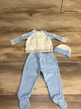 Bam Bu 3pc Little Star Ribbed Shirt & Footed Bottoms White sz 12m