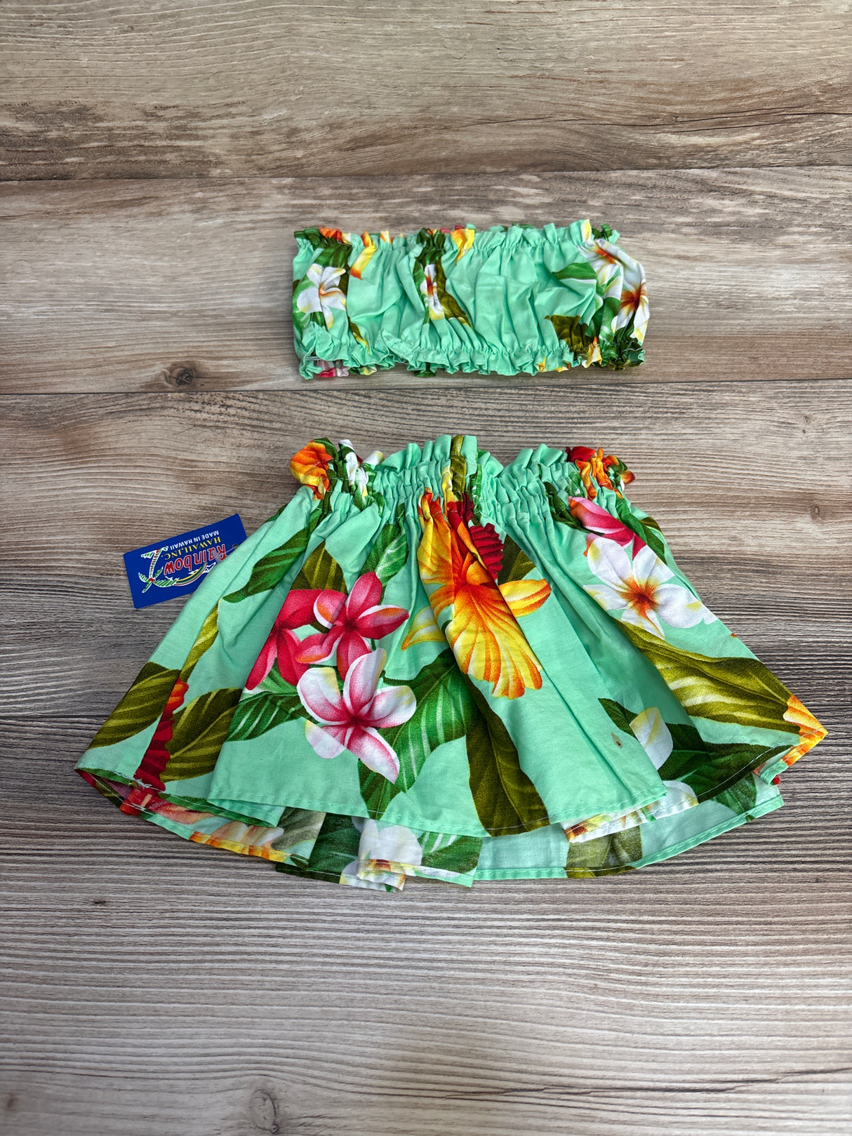 NEW Rainbow Hawaii Inc. 2pc Pau Skirt Set Green sz 1-2T