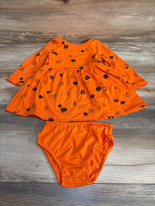 Cat & Jack 2pc Pumpkin Print Dress & Bloomers Orange sz 18m - Me n Mommy To Be