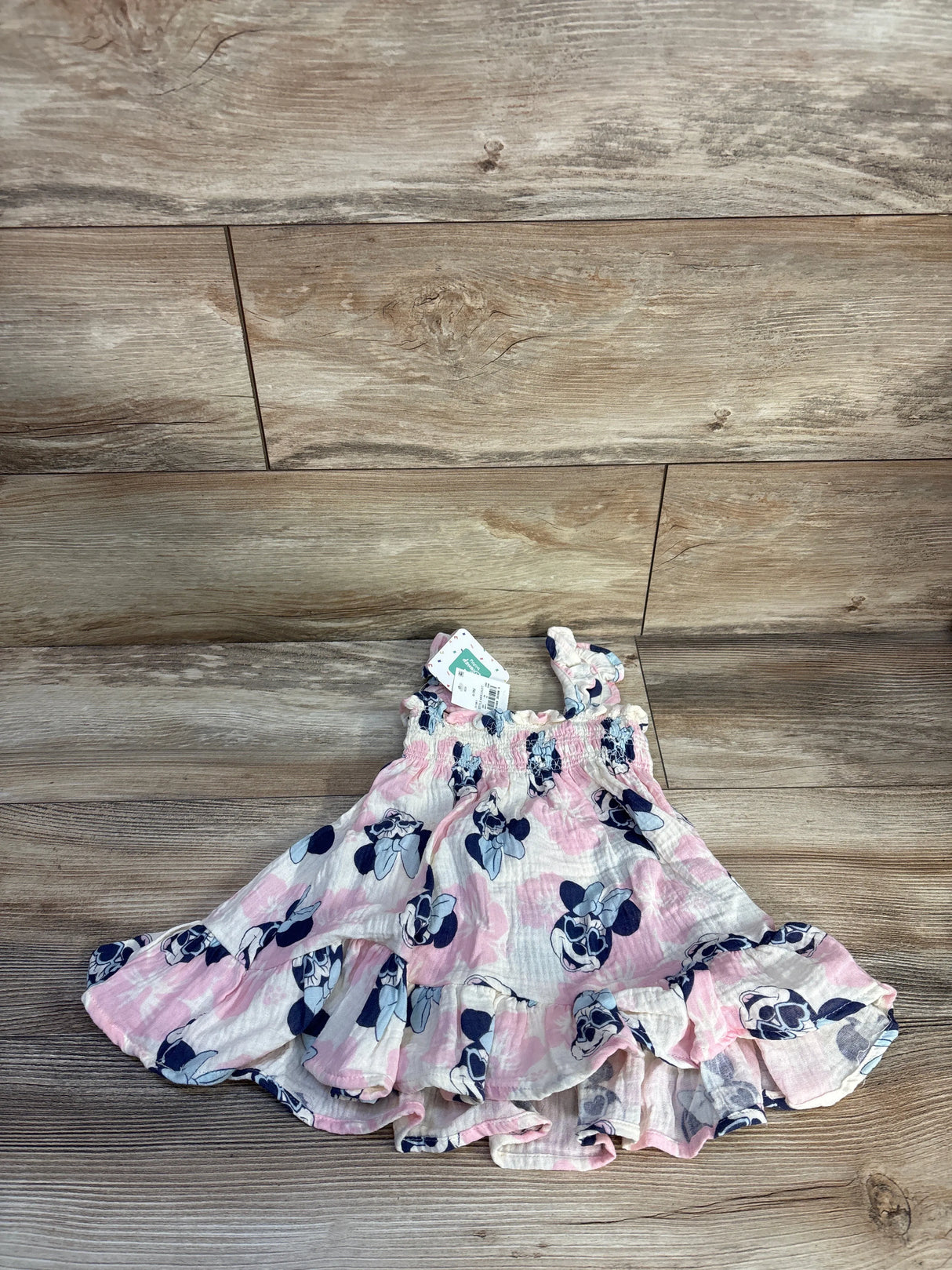 NEW Disney Baby 2pc Minnie Mouse Smocked Gauze Dress & Bloomers Pink sz 6-9m