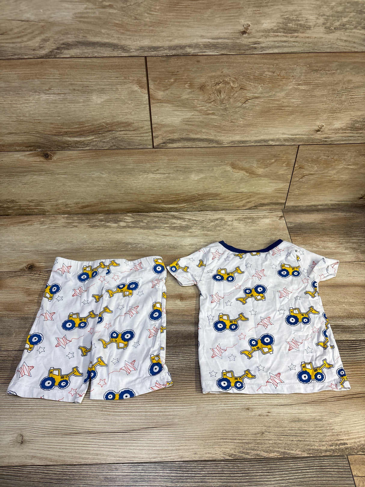 Mon Petit 2pc Construction Pajama Set White sz 4T