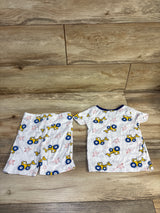 Mon Petit 2pc Construction Pajama Set White sz 4T