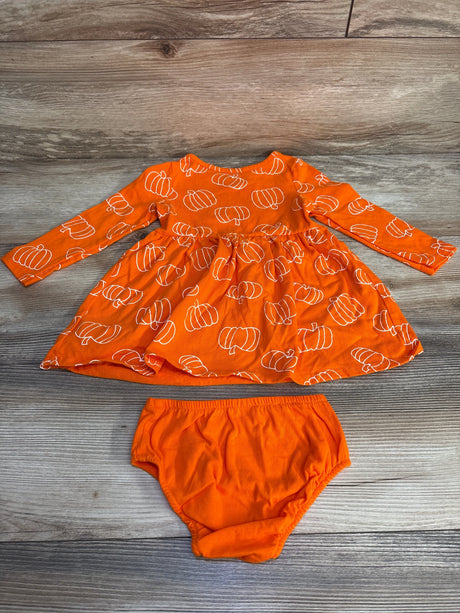 Cat & Jack 2pc Pumpkin Print Dress & Bloomers Orange sz 18m - Me n Mommy To Be
