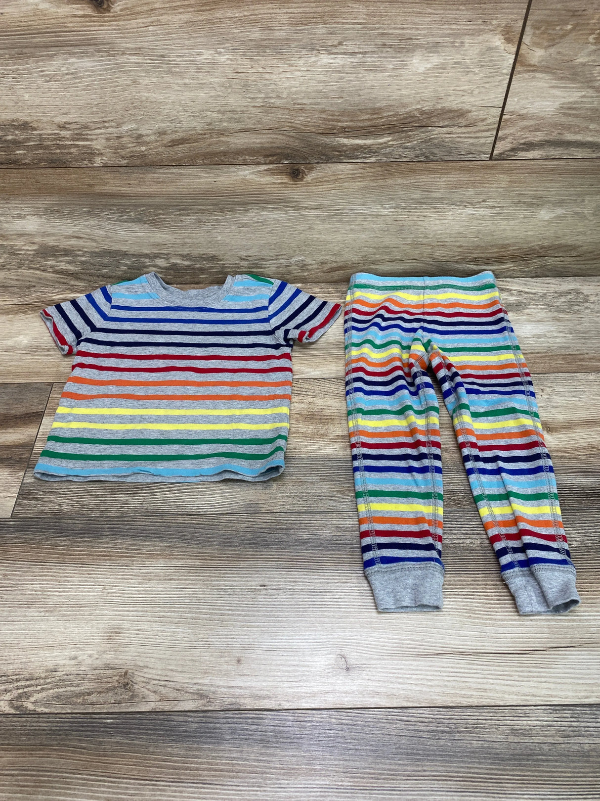 Primary 2pc Striped Pajama Set Grey sz 2-3T