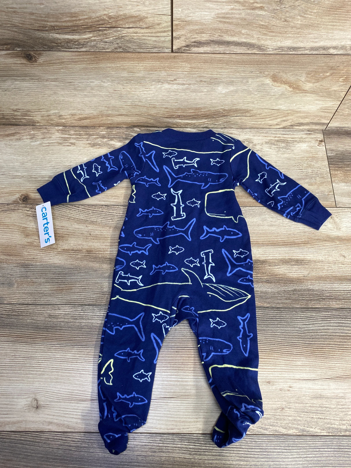Carter's Shark Print Sleeper Navy sz 6m