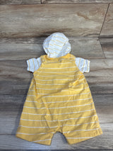 Carter's Shark Print Hooded Striped Shortie Romper Yellow sz 6m