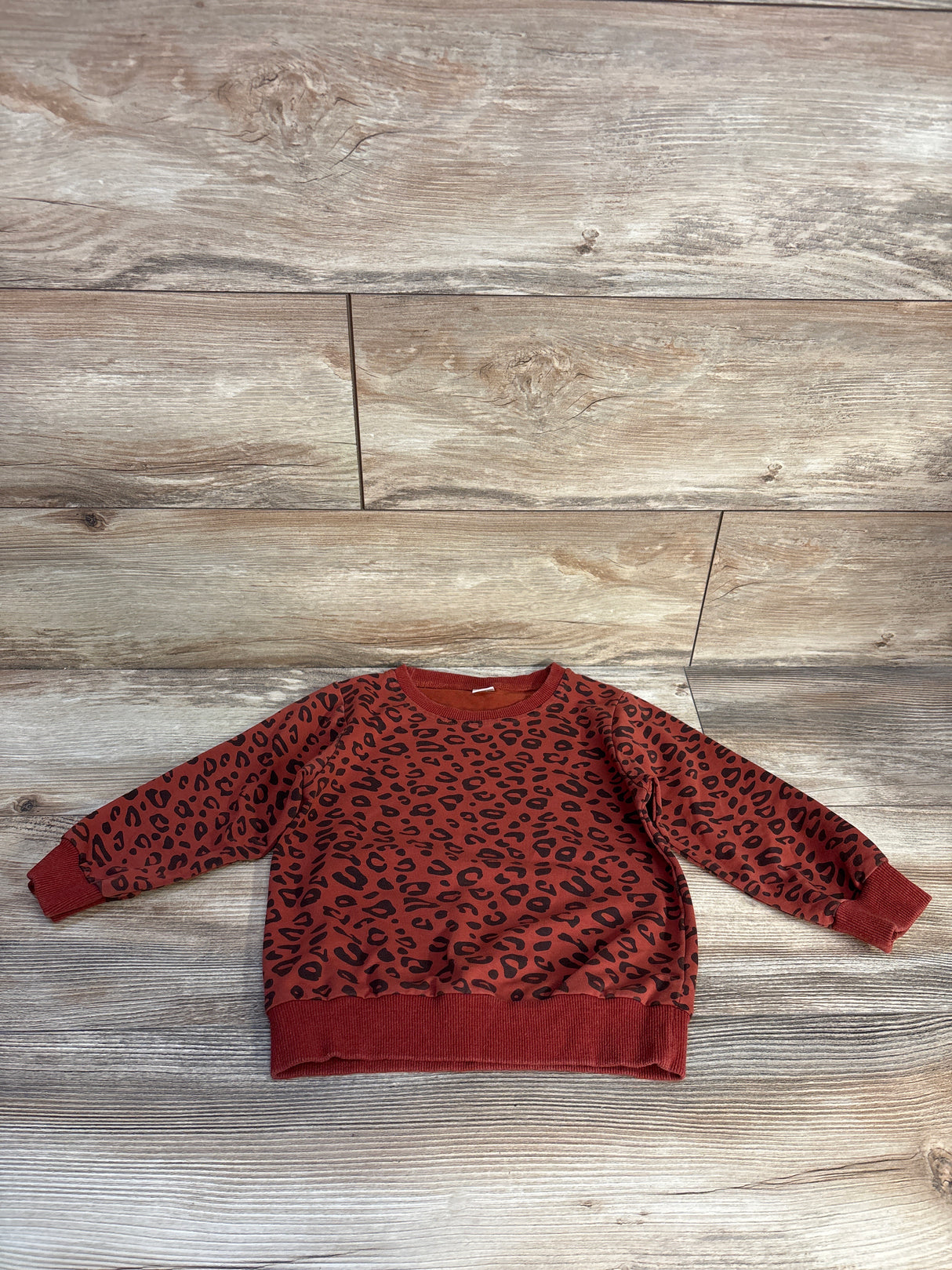 Shein Leopard Print Pullover Sweatshirt Rust sz 4/5T