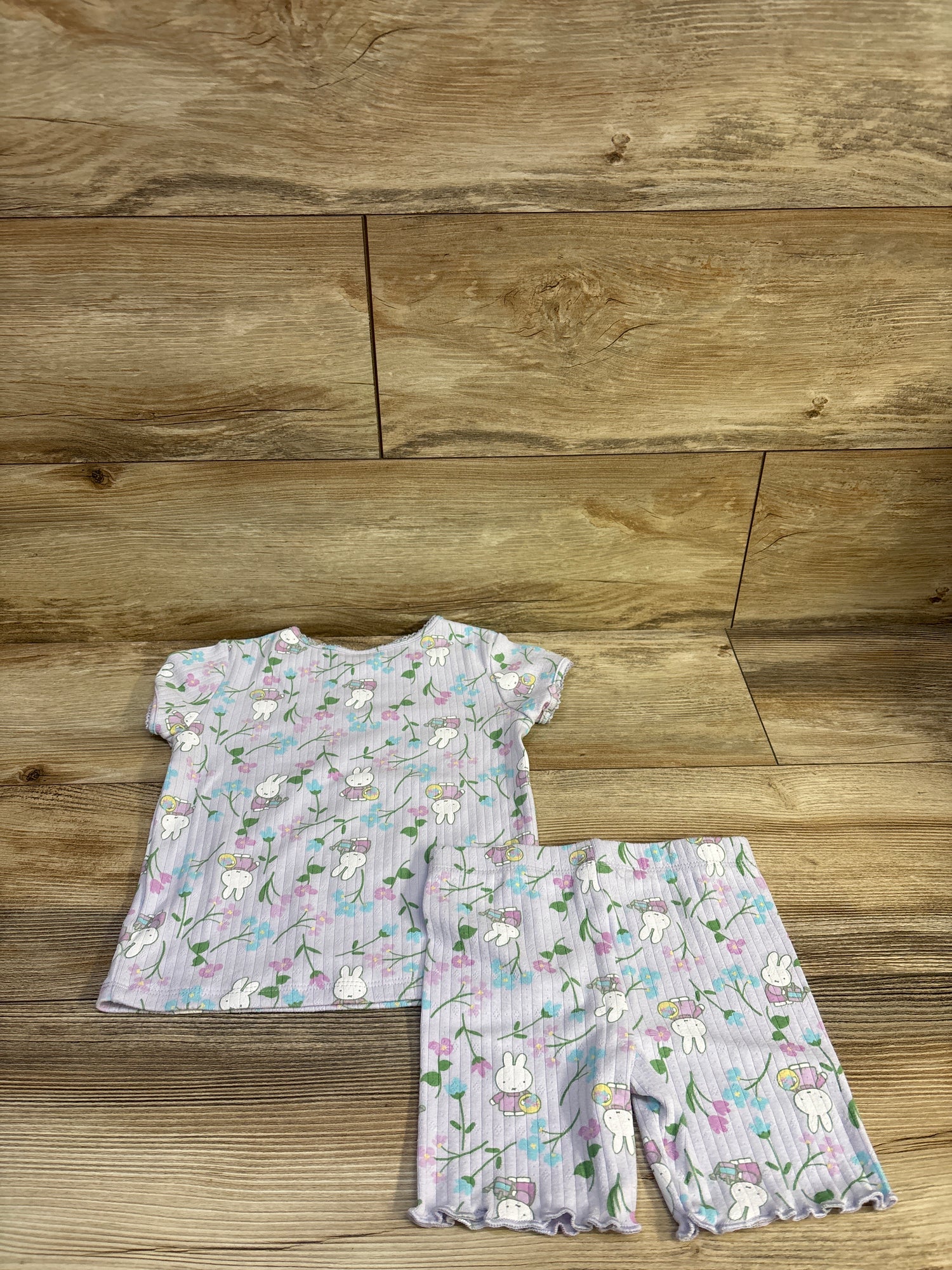 Miffy 2pc Pointelle Knit Shirt & Shorts Set Purple sz 3T