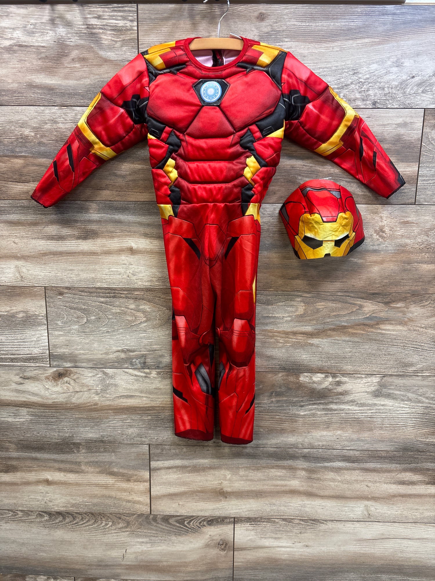 Rubies Marvel Iron-Man 2pc Deluxe Padded Jumpsuit & Mask Costume Red sz 3-5T