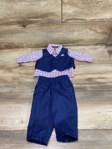 Andrew Fezza 3pc Plaid Button Up Set White/Navy sz 3-6m