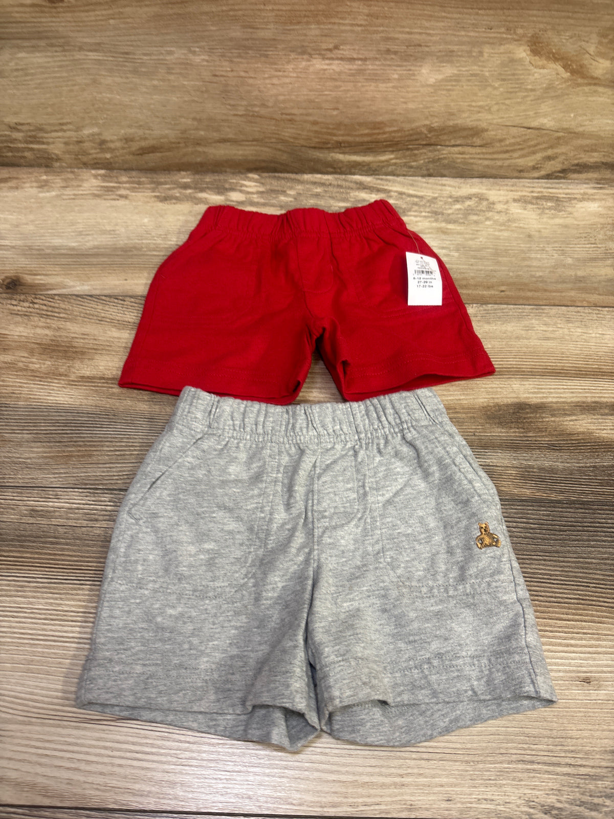 NEW Baby Gap 2pk Pull On Shorts Grey/Red sz 6-12m