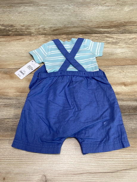 NEW Just One You 2pc Striped Shirt & Shortall Blue sz 6m - Me n Mommy To Be