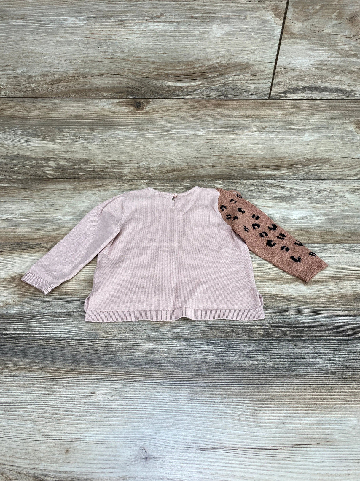 Zara Baby Girl Blush Leopard Sleeve Sweater sz 9-12m