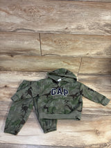 Baby Gap 2pc Dino Camo Pullover Hoodie & Pants Set Green sz 18-24m