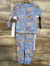 NEW Chick Pea 4pc Daddy's Little Champ Pajama Set Blue/White sz 12m