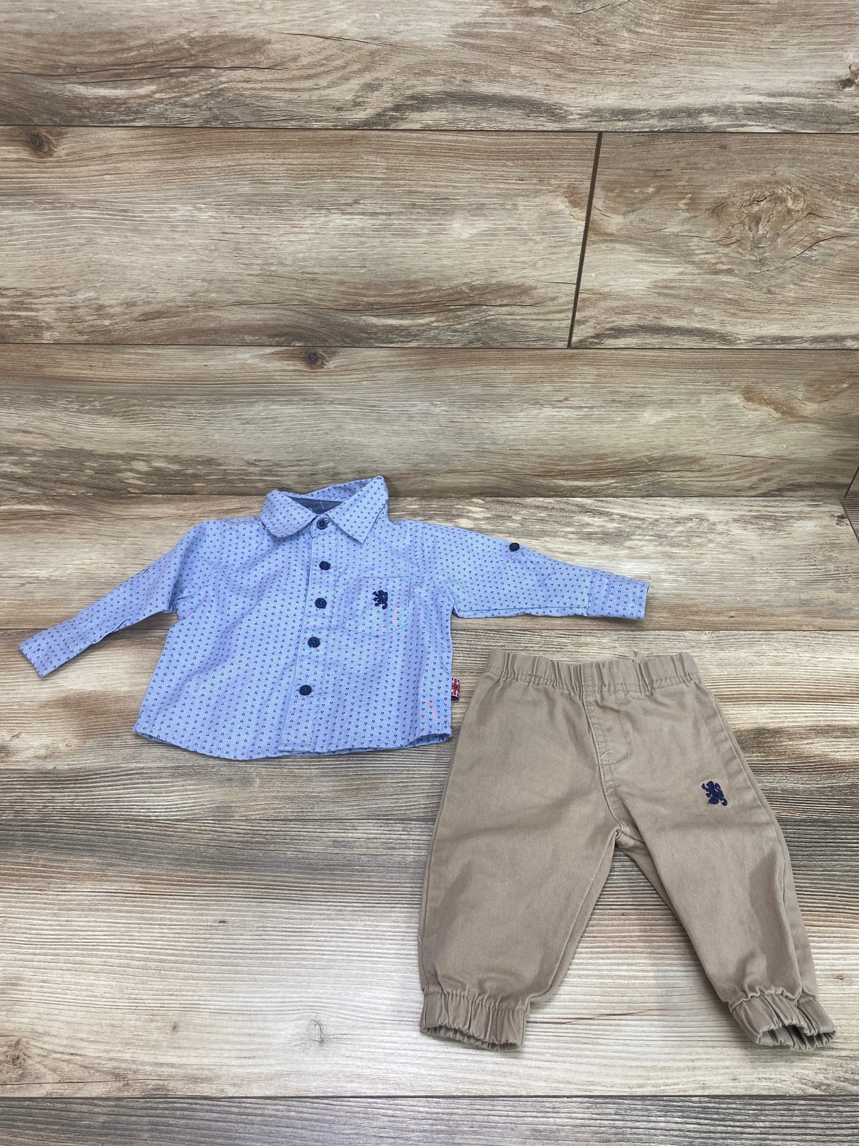 English Laundry 2pc Button Up Shirt & Pants Blue sz 3-6m