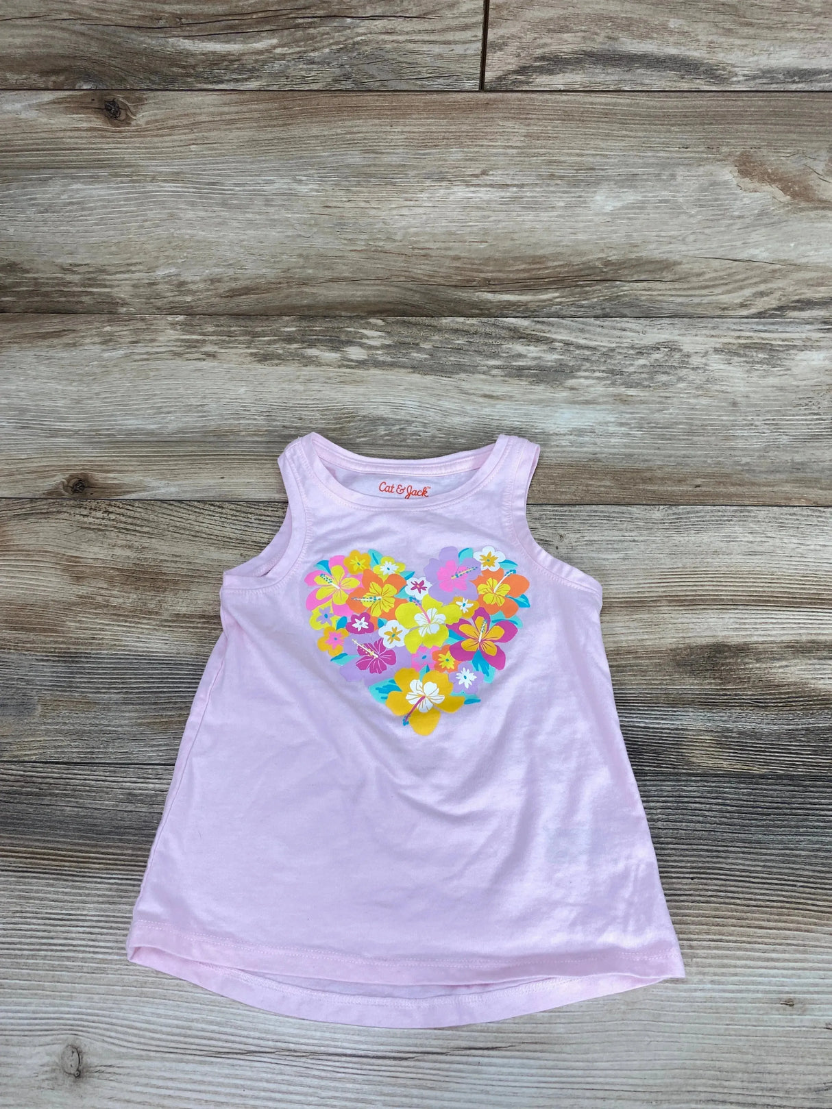 Cat & Jack Tropical Flowers Tank Top Pink sz 2T