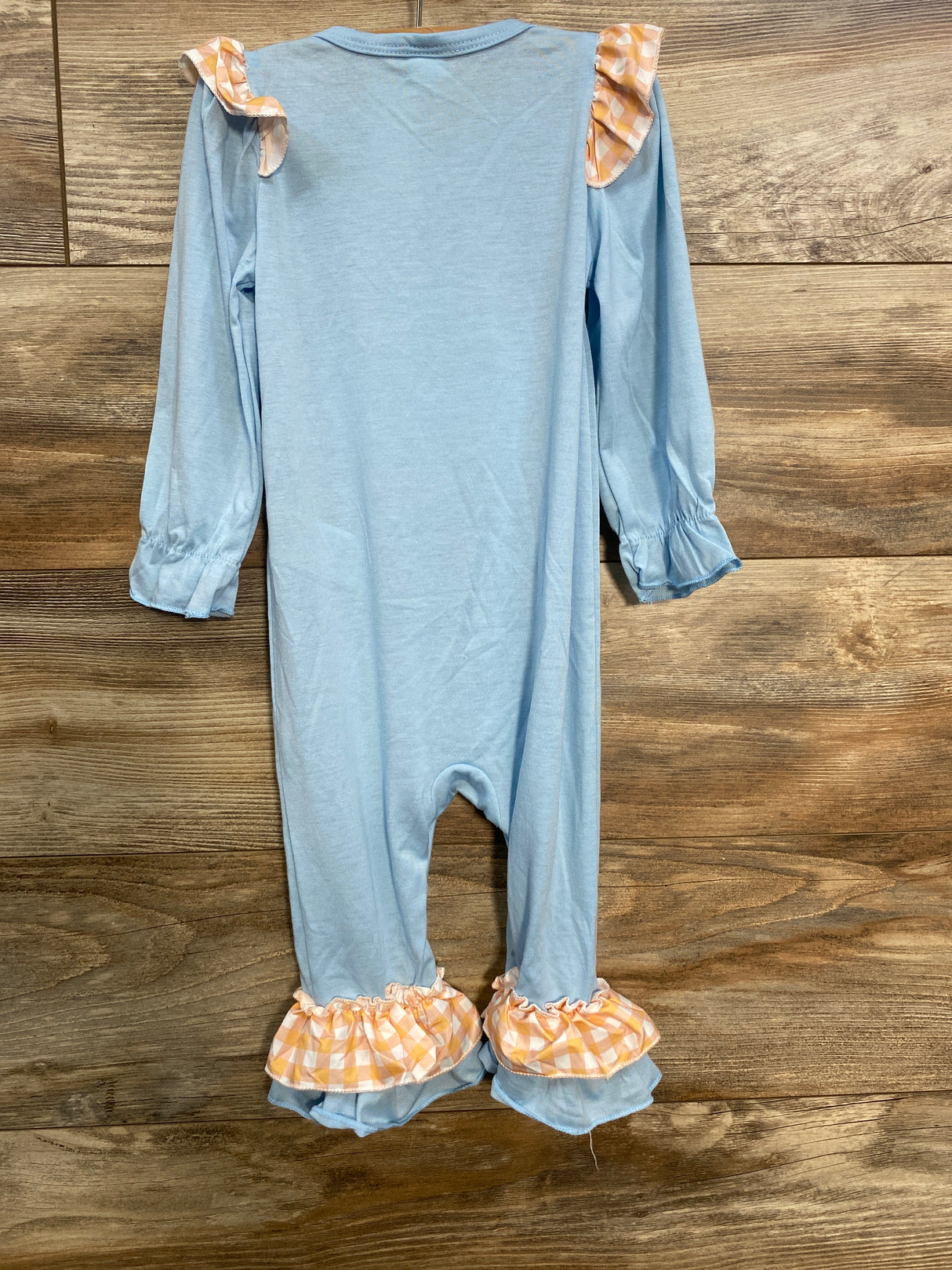 Shein Pumpkin Ruffled Coverall Light Blue sz 12-18m
