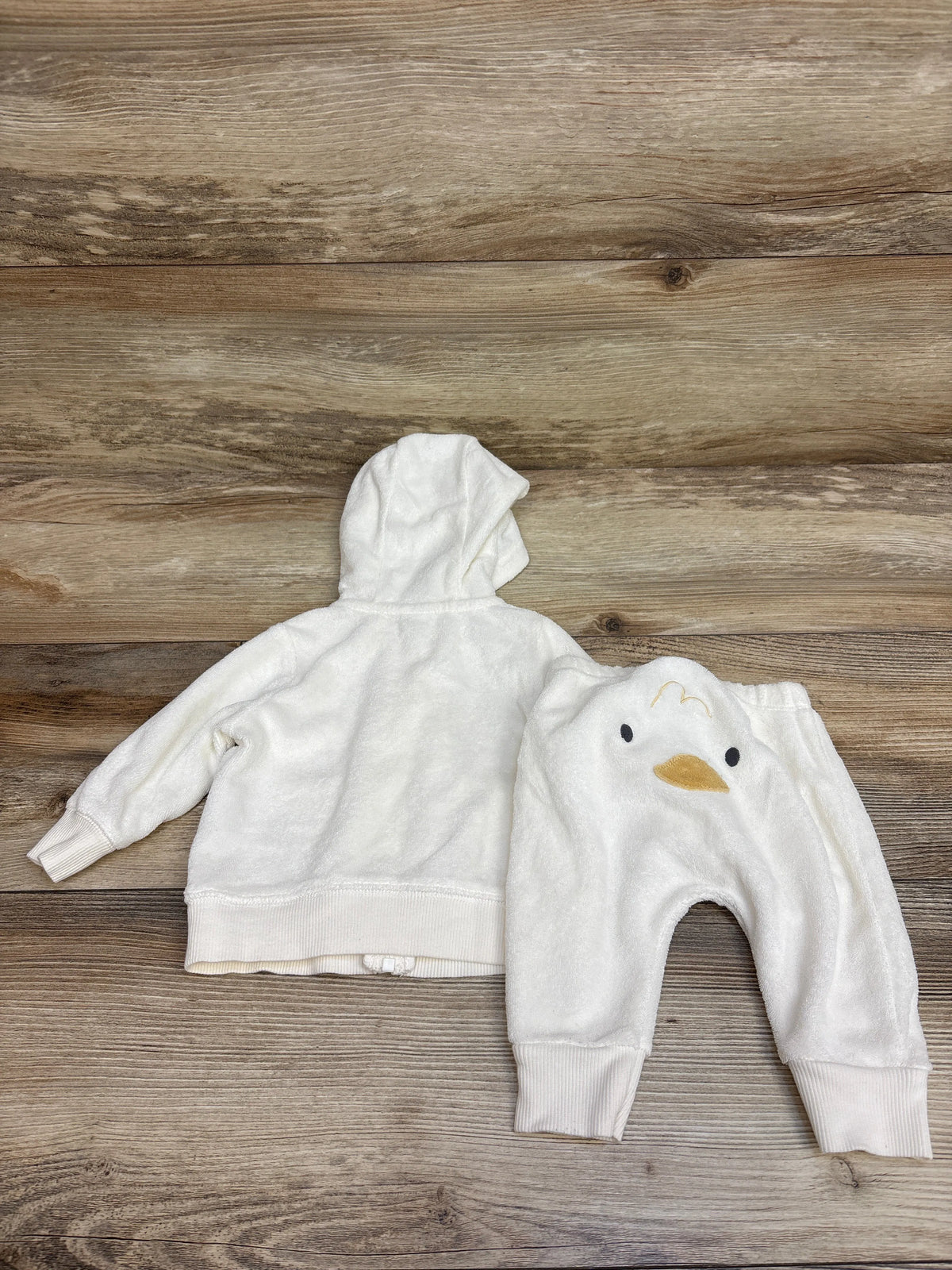 Carter's 2pc Terry Cloth Full Zip Hoodie & Joggers Set White sz 3m