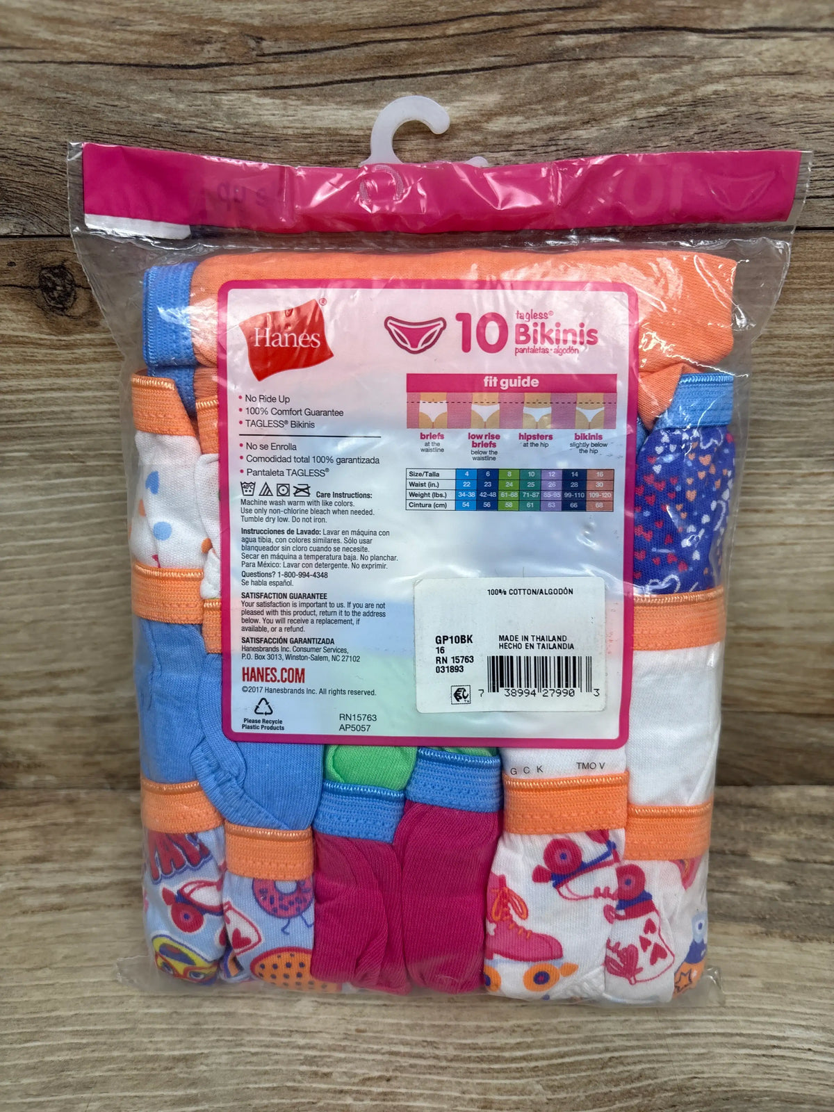 NEW Hanes Girls' 10pk Tagless Bikinis sz 16