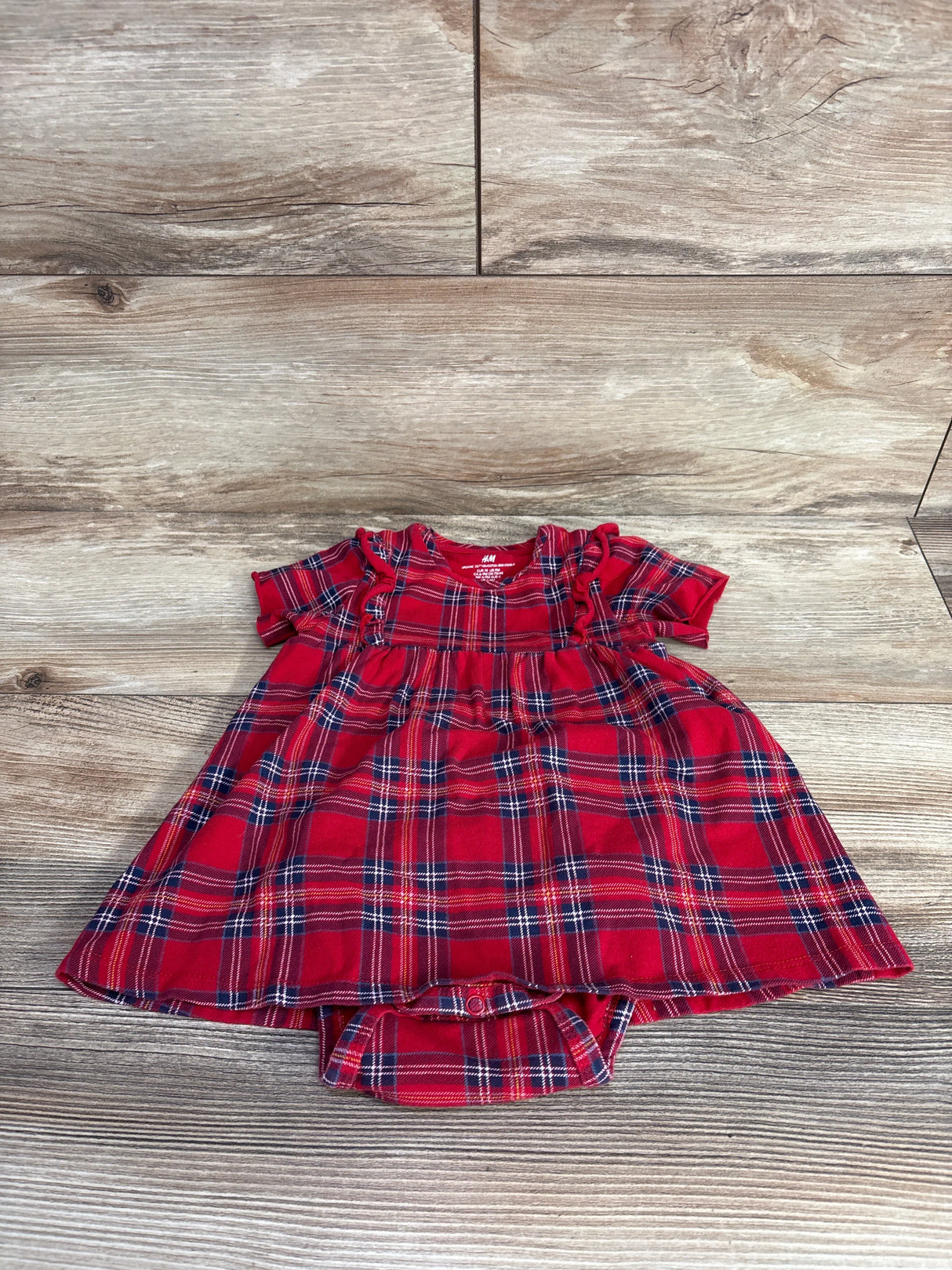 H&M Plaid Bodysuit Dress Red sz 9m