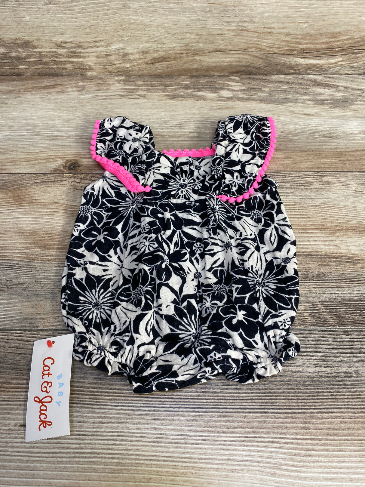 NEW Cat & Jack Floral Bubble Romper Black sz 0-3m