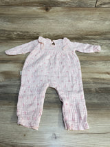 Rabbit + Bear Muslin Coverall Pink sz 6-9m