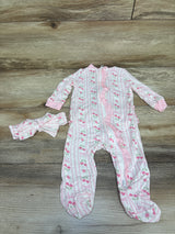 Milkberry 2pc Bamboo Ruffle Footie & Headband Set White sz 0-3m
